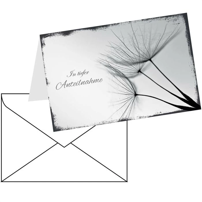 LUMA Trauerkarten 1642, Löwenzahn, 175 X 115mm, Klappkarte Mit Umschlag, 6 Stück 3 LUMA Trauerkarten 1642, Löwenzahn, 175 X 115mm, Klappkarte Mit Umschlag, 6 Stück