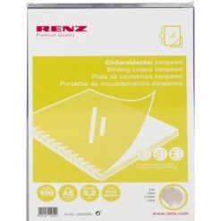 Renz Bindefolien A5, 0,2 Mm, Klar-transparent, PVC, 100 Stück