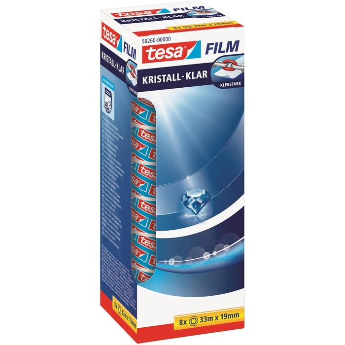 Tesa Klebeband 58260, Multifilm, 19mm X 33m, KernØ 26mm, Kristallklar, 8 Stück 3 Tesa Klebeband 58260, Multifilm, 19mm X 33m, KernØ 26mm, Kristallklar, 8 Stück