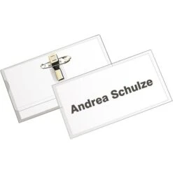 Veloflex Namensschilder 2014100 Velocard 90 X 57mm, Mit Kombiklemme, Kunststoff, 25 Stück