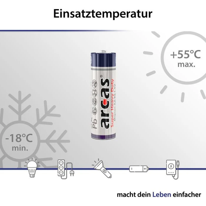 Arcas Batterien Super Heavy Duty, AA, Mignon, R6, 4 Stück 6 Arcas Batterien Super Heavy Duty, AA, Mignon, R6, 4 Stück – Bild 4