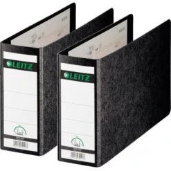 Leitz 1076-00-00 Ordner, A5 Quer, Breit, Hartpappe, Schwarz