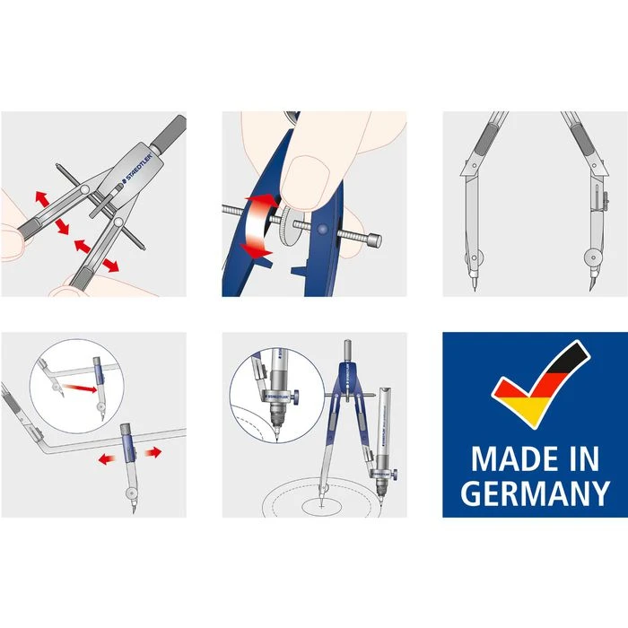 Staedtler Zirkel 552 01 PR1 Mars Comfort, 5-teilig, Schnellverstellzirkel Grau/blau Mit Druckbleistift 5 Staedtler Zirkel 552 01 PR1 Mars Comfort, 5-teilig, Schnellverstellzirkel Grau/blau Mit Druckbleistift – Bild 3