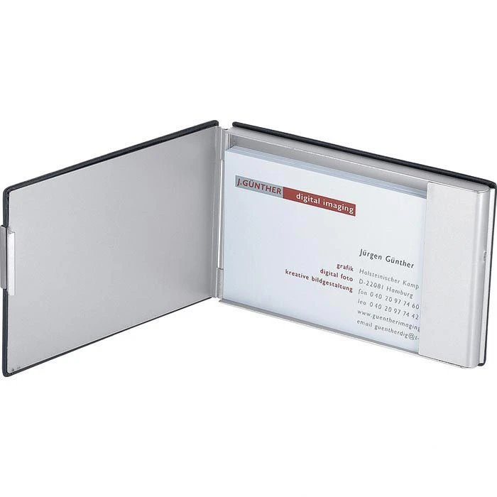 Wedo Visitenkartenetui Silber Alu Schwarz 4 Wedo Visitenkartenetui Silber Alu Schwarz – Bild 2