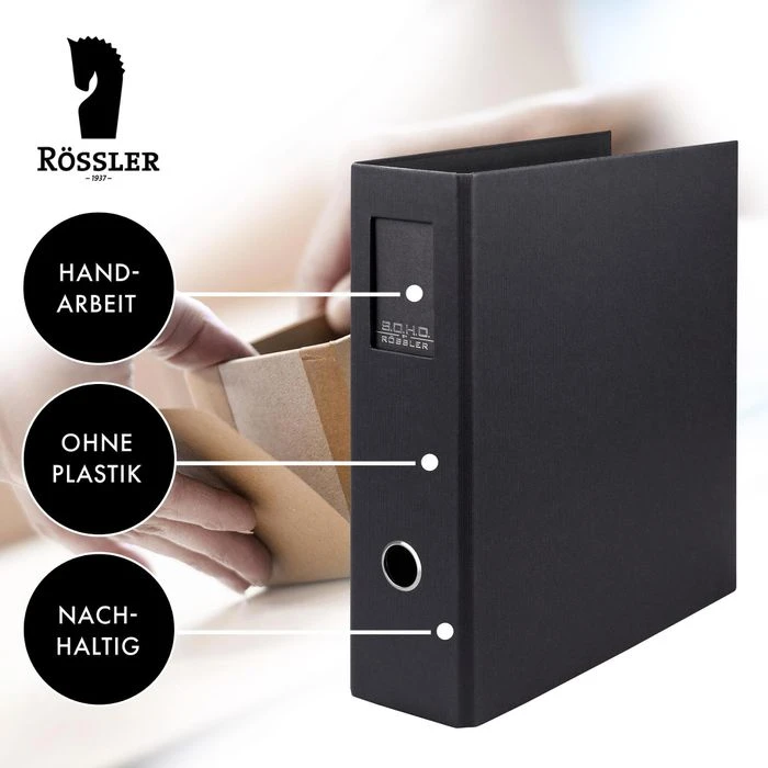 Rössler-Papier Ordner 1317452709 S.O.H.O., Karton, A4, 8,5cm, Schwarz, Mit Rückenschild 7 Rössler-Papier Ordner 1317452709 S.O.H.O., Karton, A4, 8,5cm, Schwarz, Mit Rückenschild – Bild 5