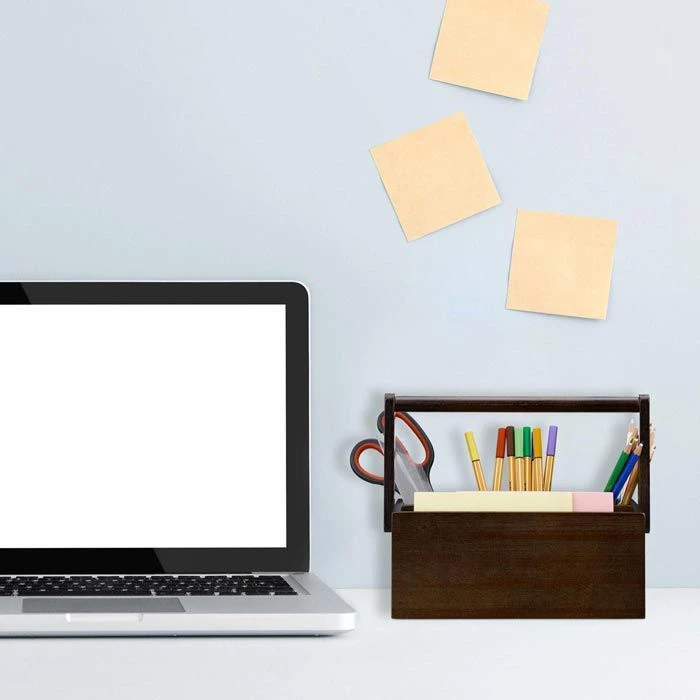 Relaxdays Tisch-Organizer 10023249, Bambus, Holz, 4 Fächer, Mit Tragegriff, Dunkelbraun 7 Relaxdays Tisch-Organizer 10023249, Bambus, Holz, 4 Fächer, Mit Tragegriff, Dunkelbraun – Bild 5