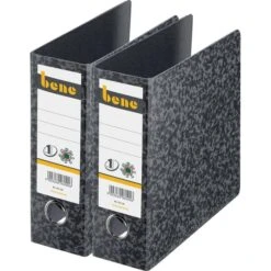 Bene Ordner 92100, Karton, A5 Hoch, 7,5cm, Hartpappe, Schwarz Marmoriert