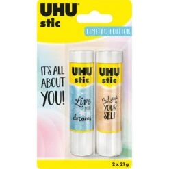 UHU® UHU Klebestift Pastell Edition, 21g, 2 Stück, Ohne Lösungsmittel, Permanent