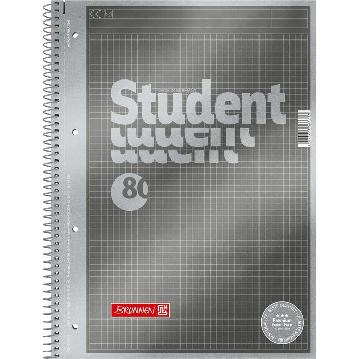 Brunnen Collegeblock Student Premium 1067145, A4, Rand Rundum, 90 G/m², 80 Blatt, Kopfzeile, Kariert 5 Brunnen Collegeblock Student Premium 1067145, A4, Rand Rundum, 90 G/m², 80 Blatt, Kopfzeile, Kariert – Bild 3