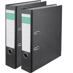 Grüner Balken Ordner A4, Breit, 8cm, Schwarz, Karton, Wolkenmarmor