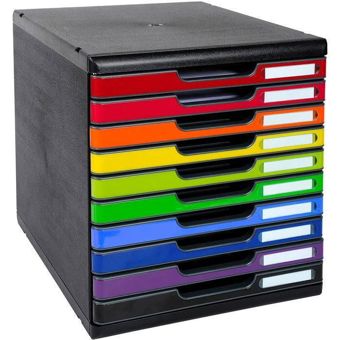 Exacompta Schubladenbox 302798D, Modulo, A4, Kunststoff, 10 Fächer, Bunt / Schwarz 3 Exacompta Schubladenbox 302798D, Modulo, A4, Kunststoff, 10 Fächer, Bunt / Schwarz