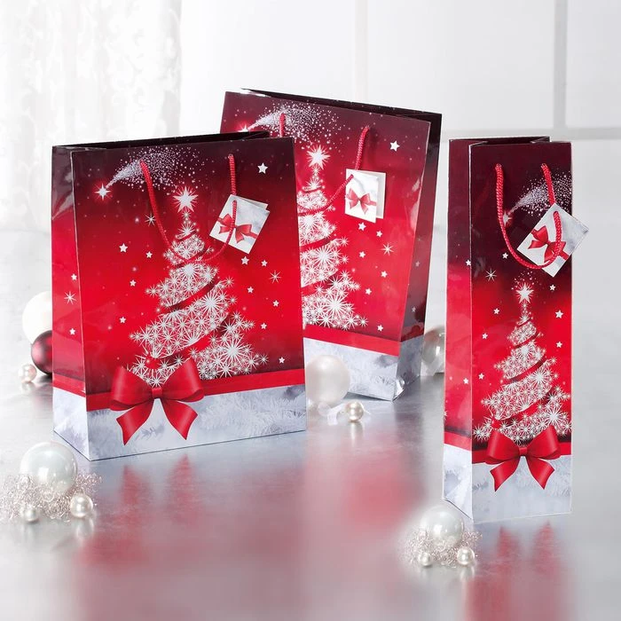 Sigel Geschenktüte GT024 Sparkling Tree, Flaschentüte, 10 X 35cm, Rot, 5 Stück 6 Sigel Geschenktüte GT024 Sparkling Tree, Flaschentüte, 10 X 35cm, Rot, 5 Stück – Bild 4