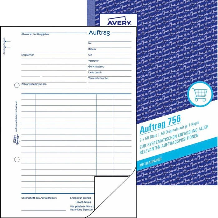 Avery Zweckform 756 Auftragsbuch A5 2x50 Blatt 3 Avery Zweckform 756 Auftragsbuch A5 2x50 Blatt