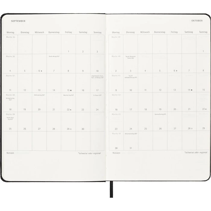 Moleskine Buchkalender Large, 1 Woche Auf 2 Seiten Hardcover Schwarz Deutsch, A5 6 Moleskine Buchkalender Large, 1 Woche Auf 2 Seiten Hardcover Schwarz Deutsch, A5 – Bild 4