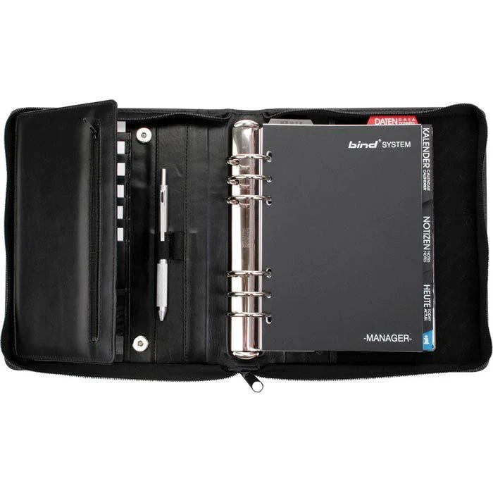 Bind Systemplaner T 301, Manager, Schwarz, Echt Leder, A5 3 Bind Systemplaner T 301, Manager, Schwarz, Echt Leder, A5