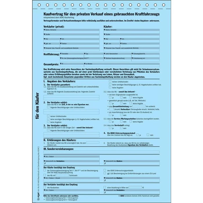 Sigel Kaufvertrag KV440 Für Gebrauchtes Kfz, A4, 1 X 4 Blatt, Selbstdurchschreibend 4 Sigel Kaufvertrag KV440 Für Gebrauchtes Kfz, A4, 1 X 4 Blatt, Selbstdurchschreibend – Bild 2