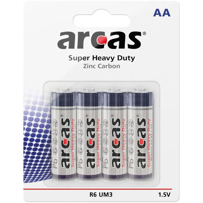 Arcas Batterien Super Heavy Duty, AA, Mignon, R6, 4 Stück 3 Arcas Batterien Super Heavy Duty, AA, Mignon, R6, 4 Stück