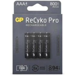 GP Akkus Batteries ReCyko Pro AAA, 800 MAh, Micro, R3, HR03, NiMH, 4 Stück